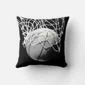 黒と白のバスケットボールアートワーク クッション (裏面)