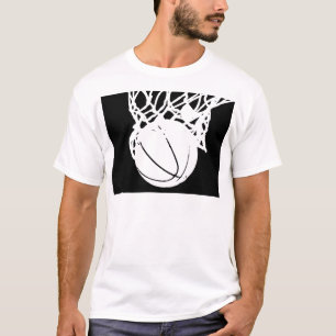 黒と白のバスケットボールシルエット Tシャツ