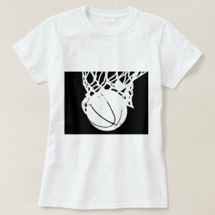 黒と白のバスケットボールシルエット Tシャツ