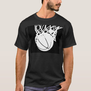 黒と白のバスケットボールシルエット Tシャツ
