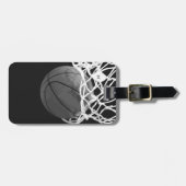 黒と白のバスケットボールラゲッジタグ ラゲッジタグ (正面横)