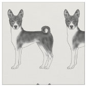 黒と白のバセンジー犬のかわいいパターン ファブリック (クローズアップ)
