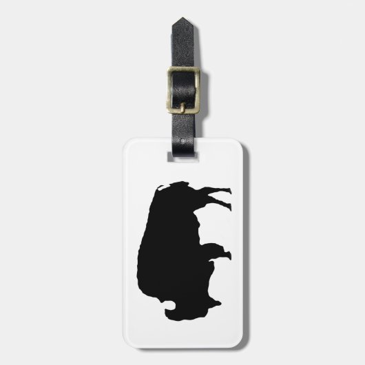 黒と白のバッファローシルエットラゲージタグ ラゲッジタグ (正面縦)