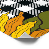 黒と白のバッファローチェに明るいヒマワリ ポスター (角)