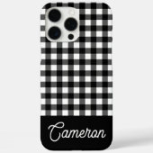 黒と白のバッファロープレイドのカスタムネーム Case-Mate iPhoneケース (裏面)