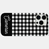 黒と白のバッファロープレイドのカスタムネーム Case-Mate iPhoneケース (裏面 (横))