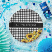 黒と白のバッファロープレイドひまわり ペーパープレート (パーティー)