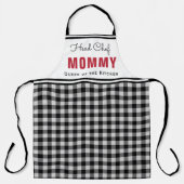 黒と白のバッファロープレイドマパーソナライズされたマ エプロン (正面)