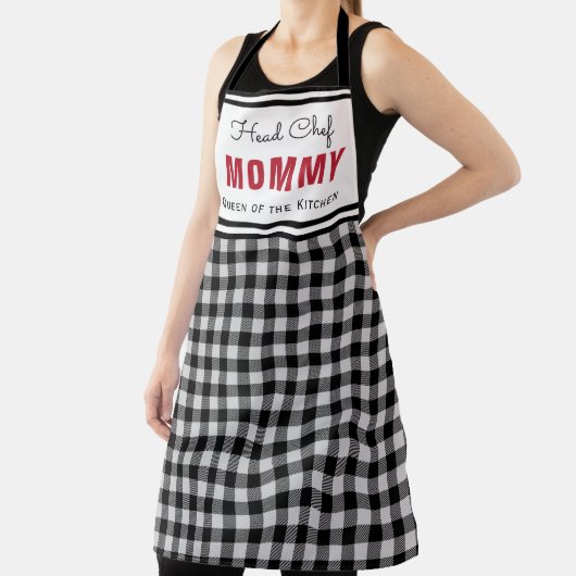 黒と白のバッファロープレイドマパーソナライズされたマ エプロン (インサイチュ)