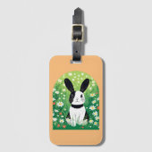 黒と白のバニーの荷札 ラゲッジタグ (正面縦)