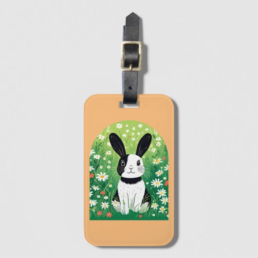 黒と白のバニーの荷札 ラゲッジタグ (正面縦)