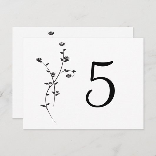 黒と白のバラのテーブル番号 ポストカード (正面/裏面)