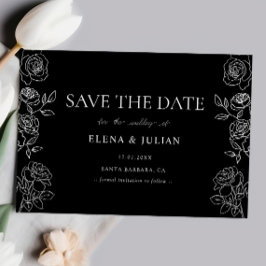 黒と白のバラのフォーマルな結婚式のご案内 セーブザデート