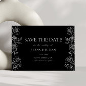 黒と白のバラのフォーマルな結婚式のご案内 セーブザデート