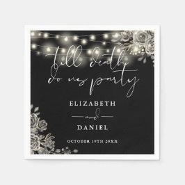 黒と白のバラの文字列ライト結婚ゴシック スタンダードカクテルナプキン
