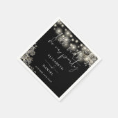 黒と白のバラの文字列ライト結婚ゴシック スタンダードカクテルナプキン (角)