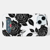 黒と白のバラの花模様 Case-Mate iPhoneケース (裏面 (横))
