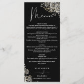 黒と白のバラの花 フローラル ゴシック 結婚式 ディナー メニュー (正面)