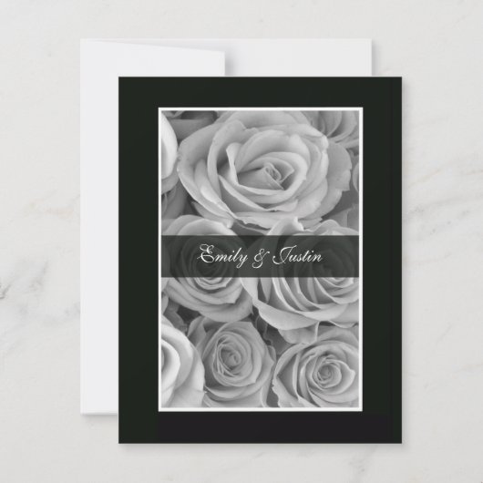 黒と白のバラ日付保存招待状 セーブザデート (正面)