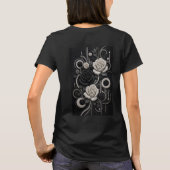 黒と白のバラ 3D マイクロモザイク Tシャツ (裏面)