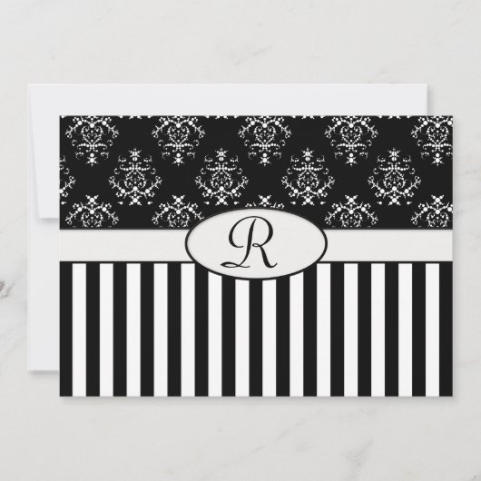 黒と白のバロッストライプのク 招待状 (正面)