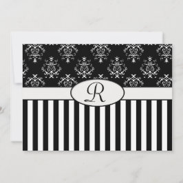 黒と白のバロッストライプのク 招待状