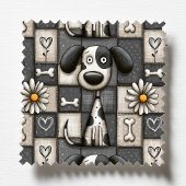 黒と白のパッチワークの犬柄ペットグルーマー エプロン