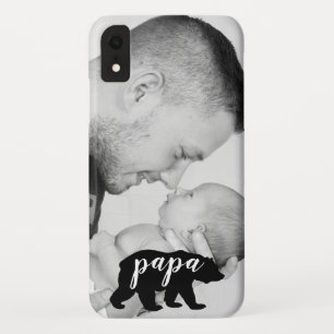 黒と白のパパベベア父と子どもの写真 iPhone XRケース