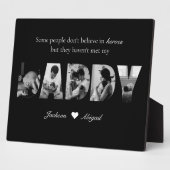 黒と白のパパ写真コラージュ記念ギフト フォトプラーク (側面)