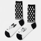 黒と白のパピヨン犬 名前と足跡入り ソックス (左)