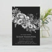 黒と白のパンジー葬儀追悼発表 招待状 (スタンド正面)