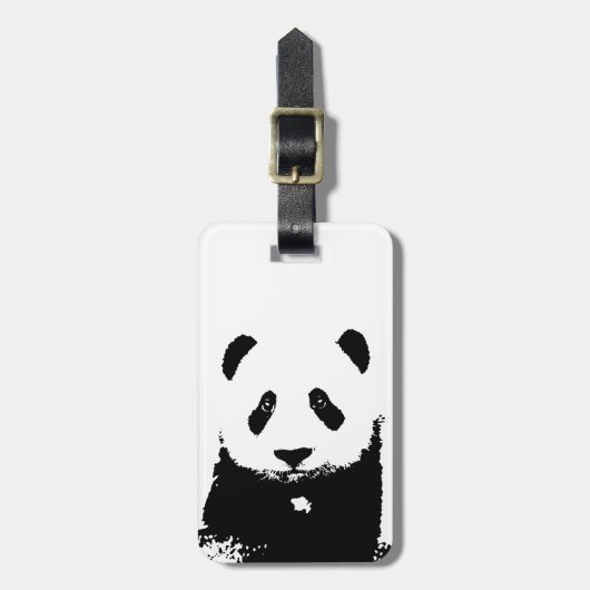 黒と白のパンダラゲッジタグ ラゲッジタグ (正面縦)