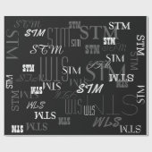 黒と白のパーソナライズされたイニシャルまたはブランド ラッピングペーパー (フラット)