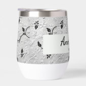 黒と白のパーソナライズされた花模様ブライドメイド贈り物 (右面)