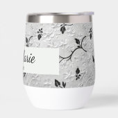 黒と白のパーソナライズされた花模様ブライドメイド贈り物 (左面)