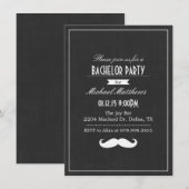 黒と白のヒゲ 結婚前パーティー招待状 招待状 (正面/裏面)