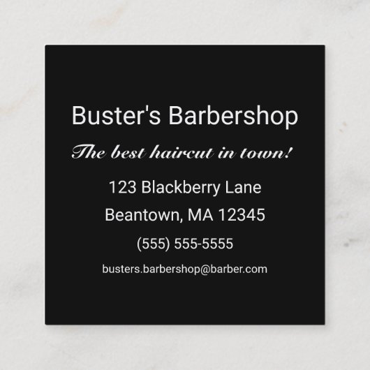 黒と白のヒップスター広場をパーソナライズ スクエア名刺 (裏面)