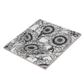 黒と白のヒマワリと金フィンチ タイル (側面)