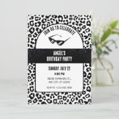 黒と白のヒマワリグリッター誕生日 招待状 (スタンド正面)