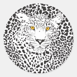 黒と白のヒョウの斑点パターンで偽装 ラウンドシール