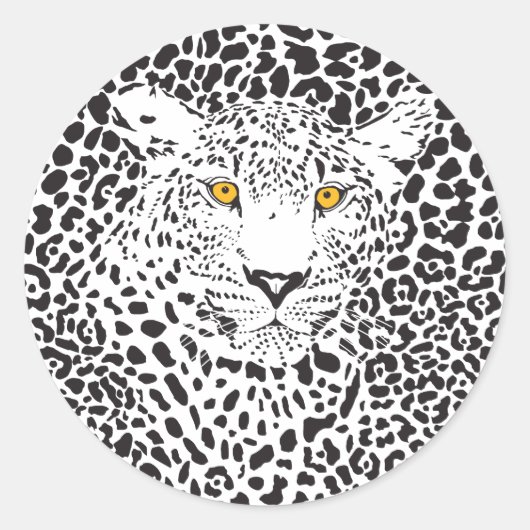 黒と白のヒョウの斑点パターンで偽装 ラウンドシール (正面)