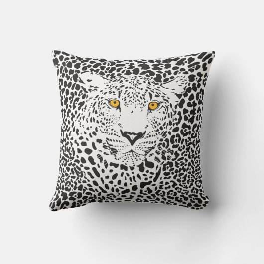黒と白のヒョウの斑点 クッション (裏面)
