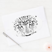 黒と白のヒョウの目 楕円形シール (封筒)