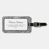 黒と白のヒョウの迷彩 ラゲッジタグ (正面横)