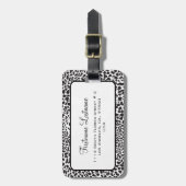 黒と白のヒョウの迷彩 ラゲッジタグ (正面縦)