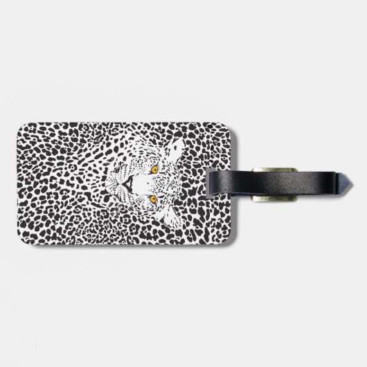 黒と白のヒョウの迷彩 ラゲッジタグ (裏面横)