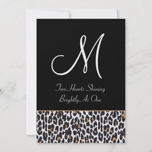 黒と白のヒョウの金属結婚紙 招待状 (裏面)
