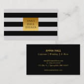 黒と白のビジネス・カードとフェイク金ゴールド・アクセント 名刺 (正面/裏面)