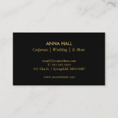 黒と白のビジネス・カードとフェイク金ゴールド・アクセント 名刺 (裏面)