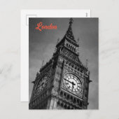 黒と白のビッグベンヨーロッパ旅行アート写真 シーズンポストカード (正面/裏面)